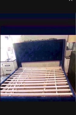 King Bed  Frame$ 400 from US furniture color Blue obo