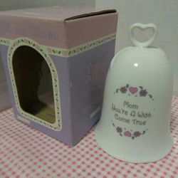 5" X 3" PRECIOUS MOMENTS ( MOM YOU'RE A WISH COME TRUE) HEART HANDLE BELL( 