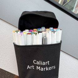 Caliart 48-52 Colors Fine & Chisel Alcohol Markers for Adult Coloring Book, Dual Tip Artist Sketch Art Markers, Aesthetic Cute Preppy Stuff School
