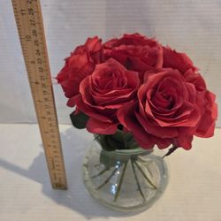 Fake Floral Roses Flowers With Vase Floral Arrangement Home Decor Decoration