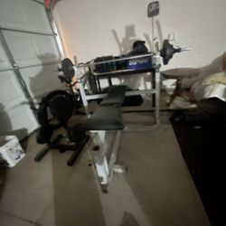 Weight Bench Set With Weights And The Weights Holder