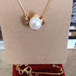 Pearl/Zircon  Pendanr Necklace 