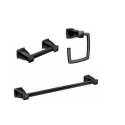 Moen MY3533BL Hensley 3Pc Bath Accessory Kit with Press&Mark - Matte Black