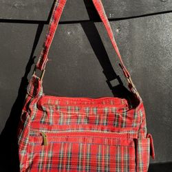 Royal Stewart Tartan fabric handbag Scottish red green shoulder bag
