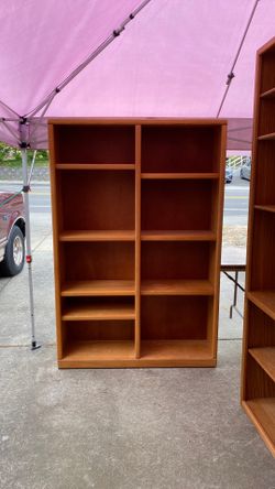 Double oak veneer bookcase