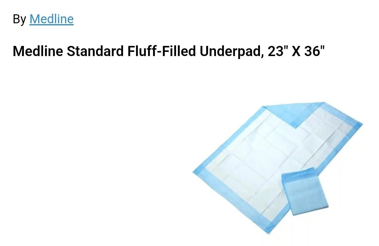 Medline Standard Fluff-Filled Underpad, 23" X 36