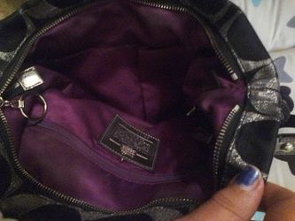 Silver coach purse with purple lining sale