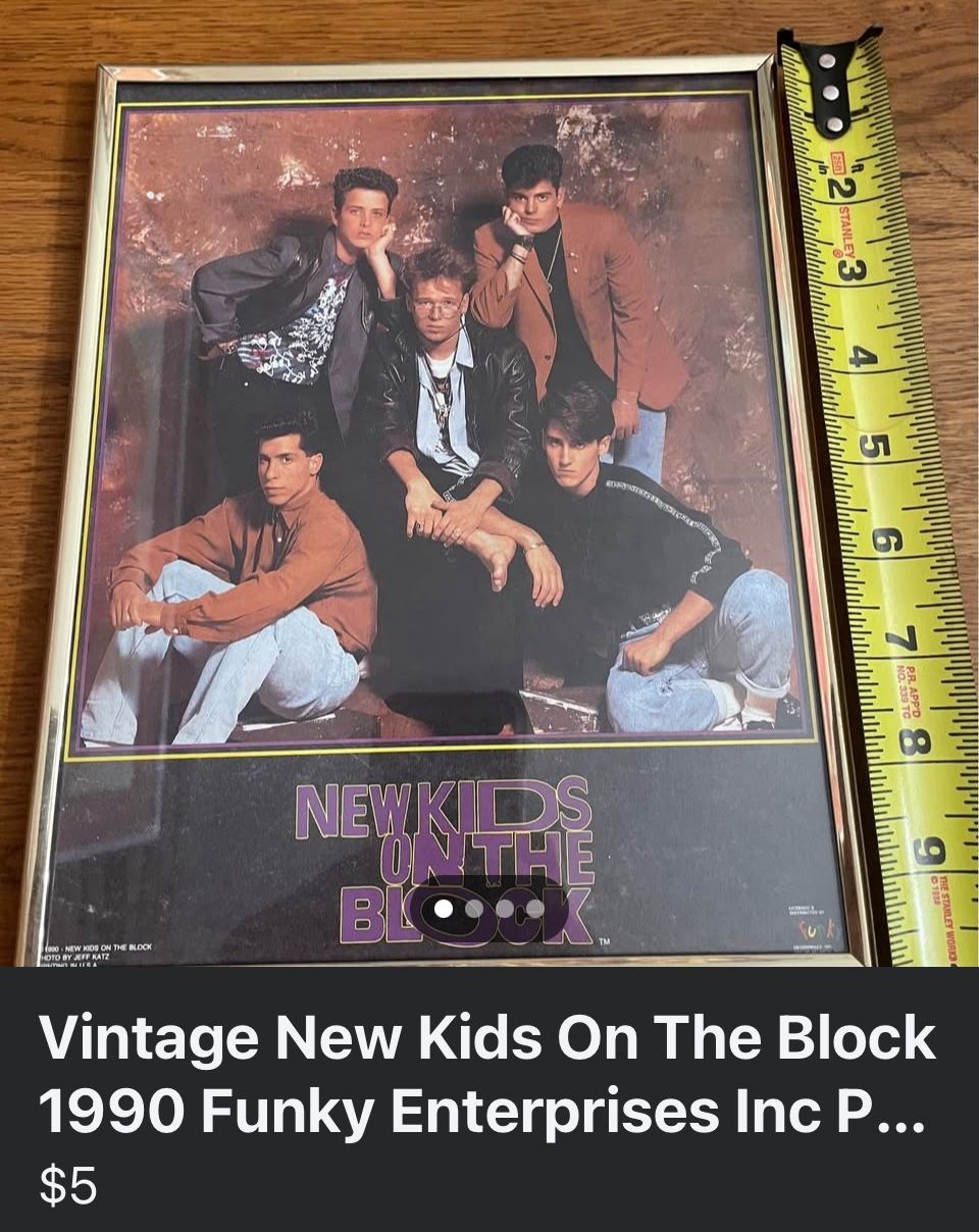 Vintage New Kids On The Block 1990 Funky Enterprises Inc Poster Original Frame