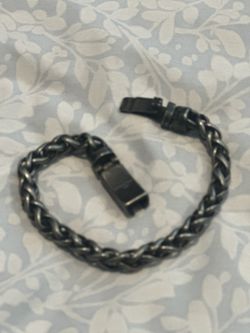 St Steel Gunmetal Rebel Style Rolo Link Bracelet 8.75”