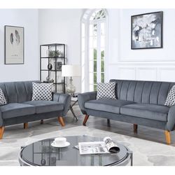 Gray Sofa And Love Seat Set 