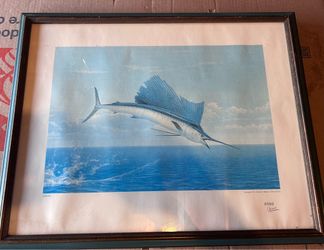 TITLE: Vintage Charles O Mather Sailfish Signed Limited Lithograph #0503 Framed $100