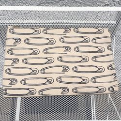 West Elm Pencil Cosmetic Travel Pouch Case Cotton 9.5 x 6.5" (Silver Lake)