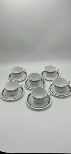 Spring Blossom Crazy Daisy 8 Cups and 7 Saucers Set of 7
