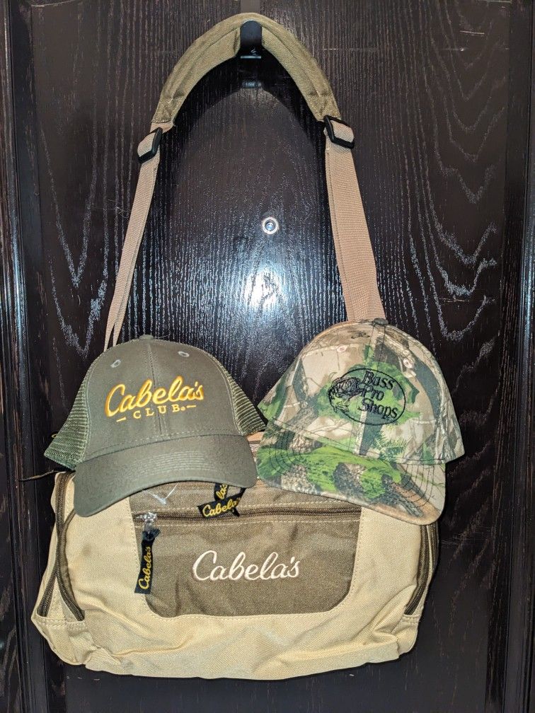 Cabela's New Duffle Bag, 2 New Ball Caps $30