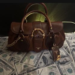 brown leather bag