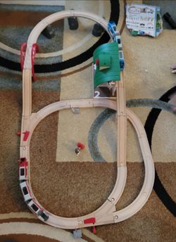 Brio wooden train set with motorized train