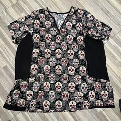 Black Skull Scrub Shirt 