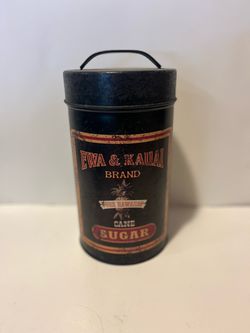 Vintage Black Metal Tin Canister with Lid