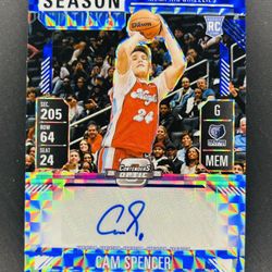 2024-25 Panini Mosaic Cam Spencer RC Rookie Season Ticket Blue Auto /49 Memphis