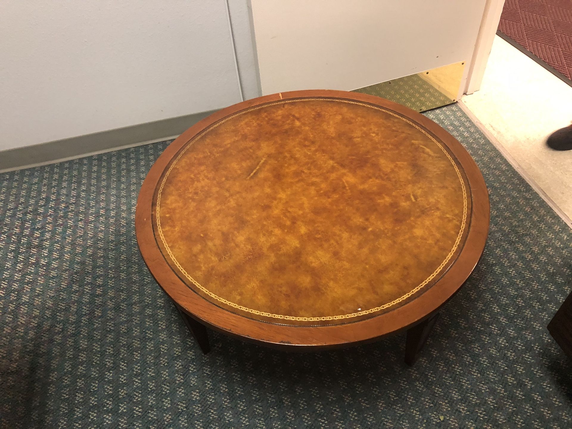 Leather top table