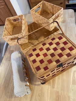 Woven Basket Set with Picnic Basket