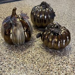 Set of Decorative Metallic Pumpkins