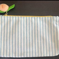 Striped Glam Bag With Peach Zipper