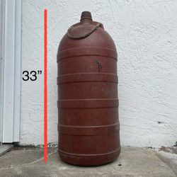 Vintage Antique Large Water Storage Bottle Brown Rope Corked  