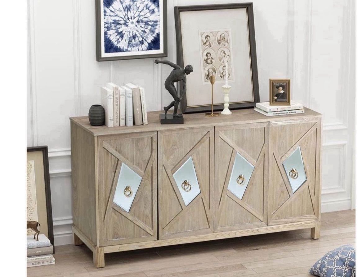 Tv Stand . Buffet Cabinet with Storage,Wood Credenza Sideboard Cabinet with 4 Doors, Mid Century Accent Console Table for Kitchen,Living Room,D