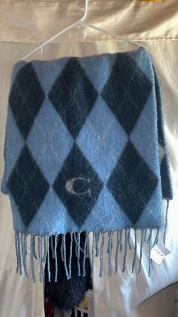 Coach Blue/Navy oversized Wool Scarf