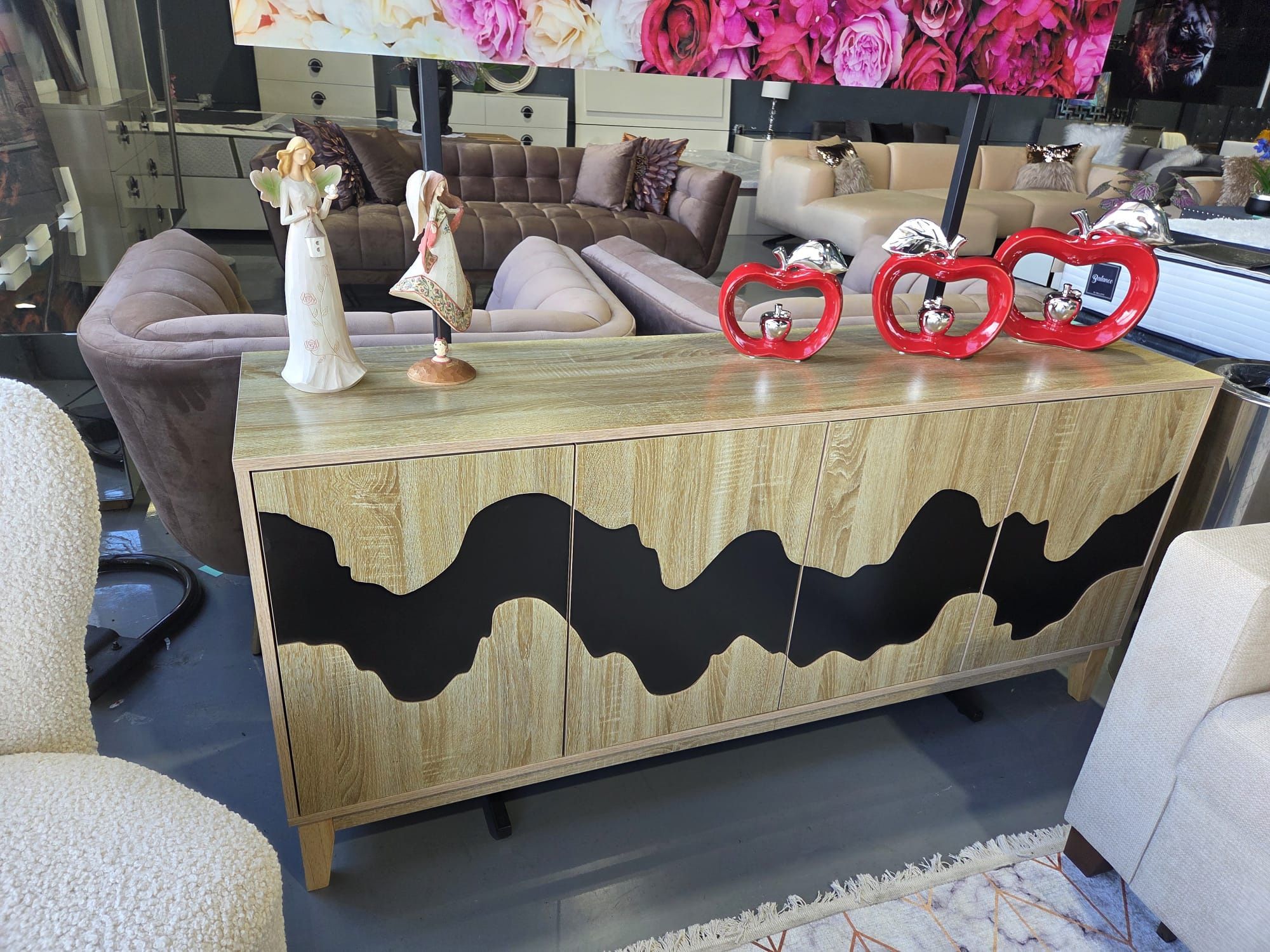 BUFFET TV STAND LIGHT BROWN BKACK 55x22