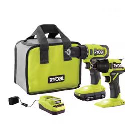 Ryobi One+18V Cordless 2-Tool Combo Kit With Drill/Driver Impact Driver And 1.5Ah Battery And Charger