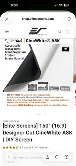 Elite projector screen with audio pass through