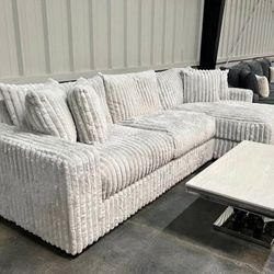 CORDUROY LIGHT GREY SECTIONAL BRAND NEW SAME DAY DELIVERY 