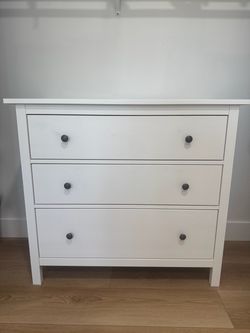 IKEA HEMNES 3-drawer dresser in white stain.