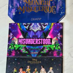 Set Of 3 Colourpop Disney Designer Collection Eyeshadow Palettes Used Condition