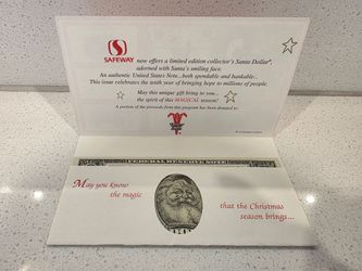 Safeway Santa Dollar 1994 vintage Easter Seals limited edition