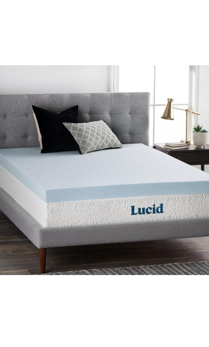 LUCID 4 Inch Gel Memory Foam Mattress Topper-Ventilated Design-Ultra Plush-Twin XL