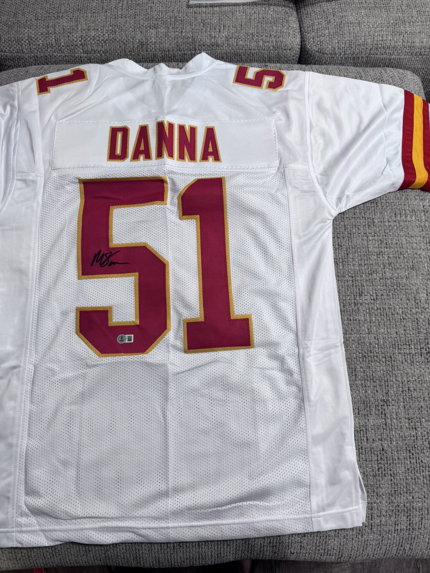 Mike Danna Signed Autograph Custom Jersey - Beckett COA - Kansas City Chiefs
