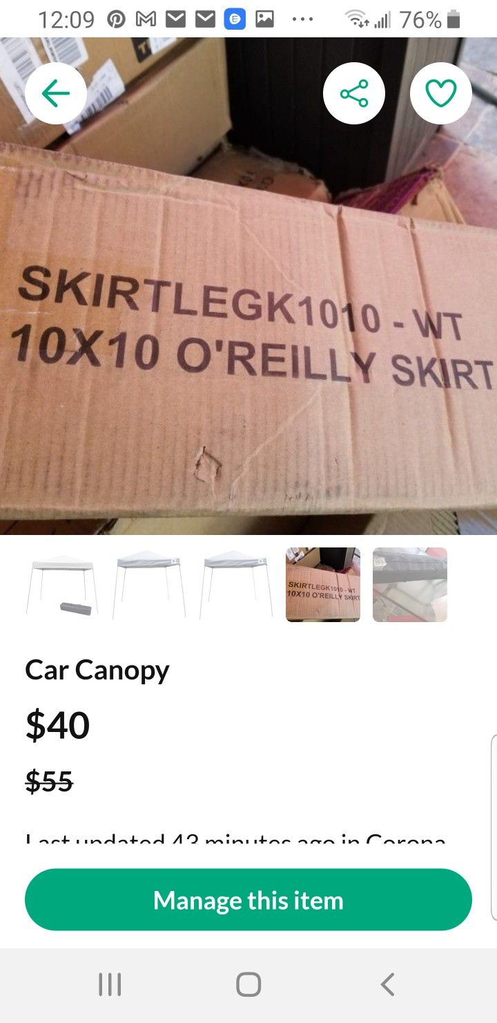 Outdoor New In Box Canopy