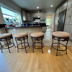 4 Gorgeous Iron & Fabric Swivel Barstools  