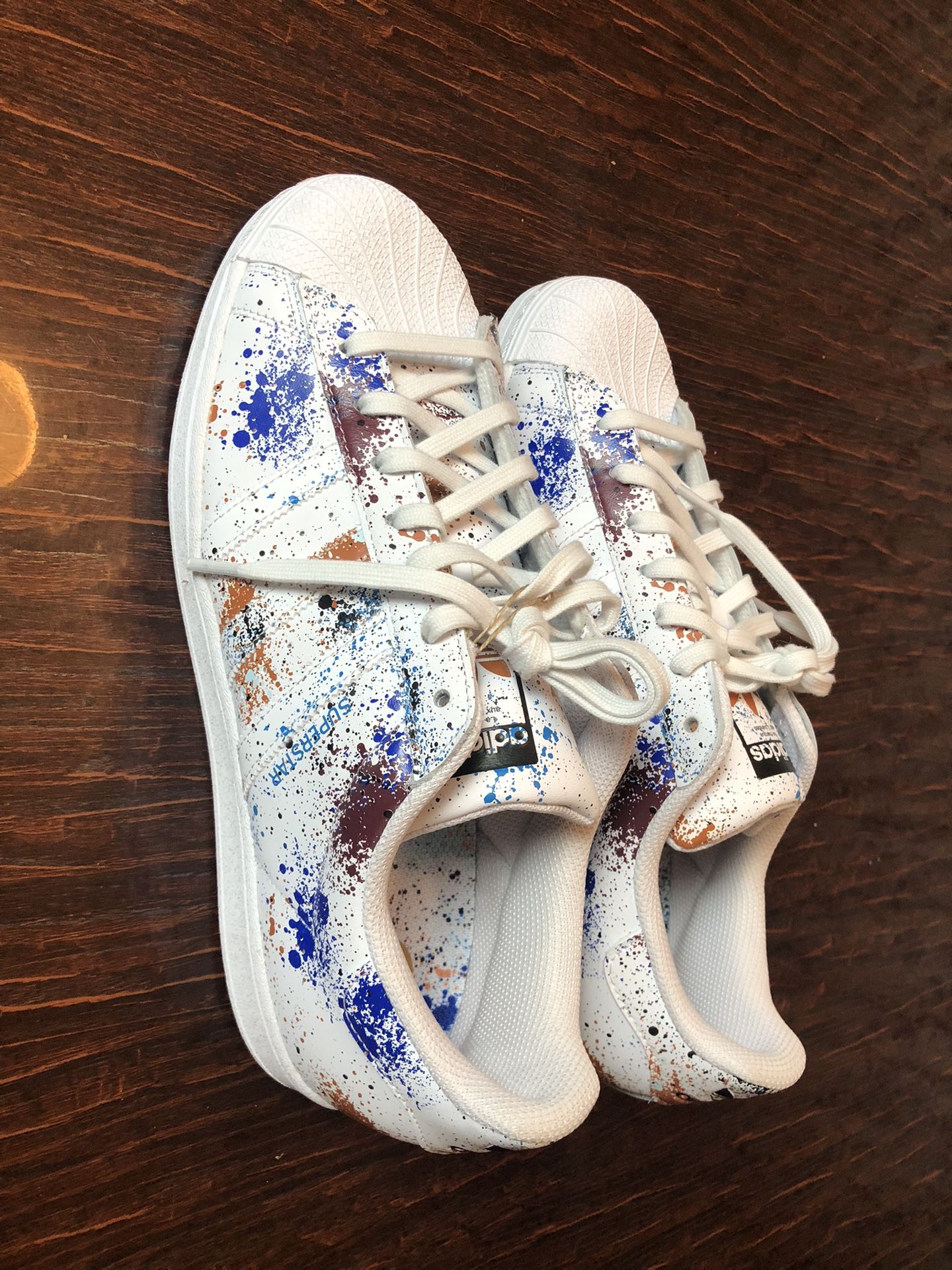 Adidas superstar White Paint Splatter Multicolor NEW men's Size 12