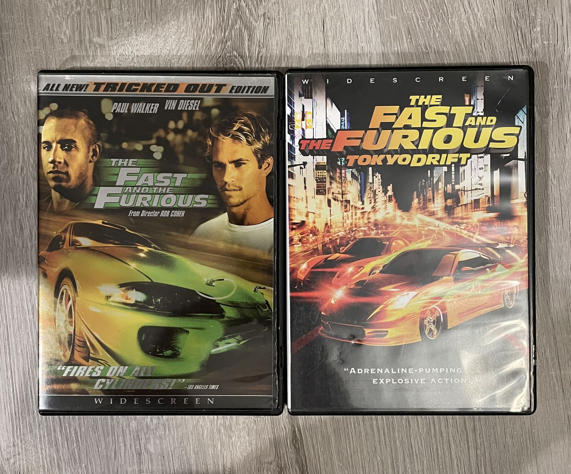 The Fast And The Furious and The Fast And The Furious Tokyo Drift dvds