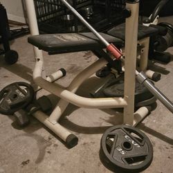 Olympic weight bench weight set pickup in katy 