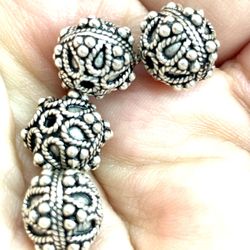 2 Sterling Silver Bali Beads