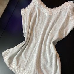Light Grey Tank Top With White ribbon  Size M