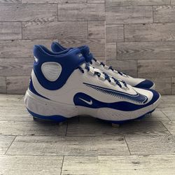 Nike Alpha Huarache Elite 4 Mid Men Sz 9.5 Baseball Cleats White Blue FD2744-104