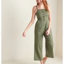Old Navy, Green Button, Front Linen Jumpsuit, Romper, Overalls, Size Medium