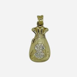 Pendant Charm Two-tone Gold 10k. Bag