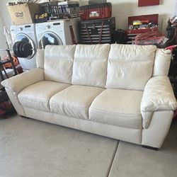 White Leather Couch 